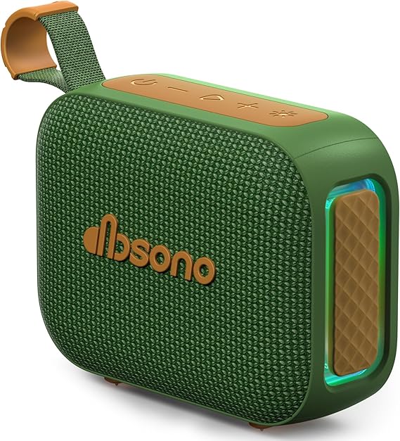 Portable Bluetooth Speaker Waterproof Gift: IPX5 HD Sound Up to 24H Playtime, TWS Pairing, LED Light, Outdoor Speaker for Beach/Pool/Travel/Essentials, Gifts for Fathers Day for Men Dad-Dark Green